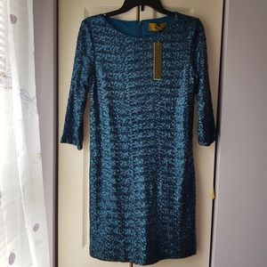 Nicole Miller Sequin Turquoise Short Dress